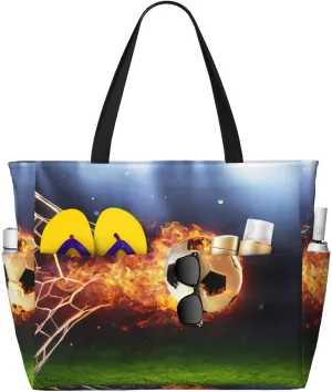 Women's Beach Travel Bags Large Waterproof Tote Bag with Pockets Sandproof Handbag for Beach Gym Vacation