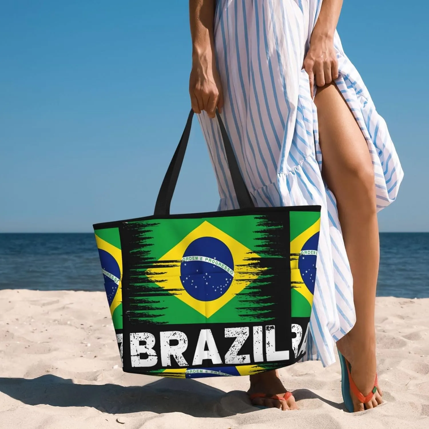 Women's Beach Travel Bags Large Waterproof Tote Bag with Pockets Sandproof Handbag for Beach Gym Vacation
