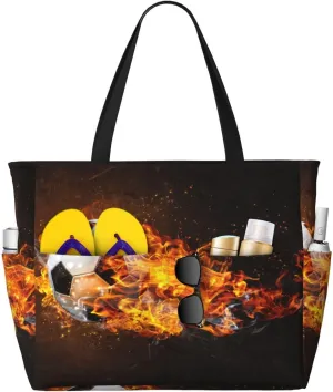 Women's Beach Travel Bags Large Waterproof Tote Bag with Pockets Sandproof Handbag for Beach Gym Vacation