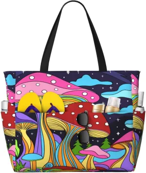 Women's Beach Travel Bags Large Waterproof Tote Bag with Pockets Sandproof Handbag for Beach Gym Vacation