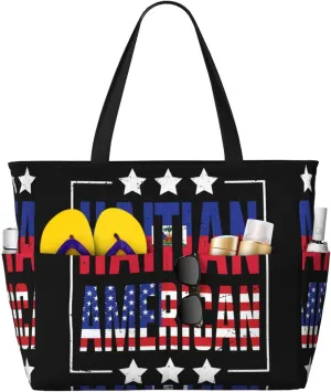 Women's Beach Travel Bags Large Waterproof Tote Bag with Pockets Sandproof Handbag for Beach Gym Vacation