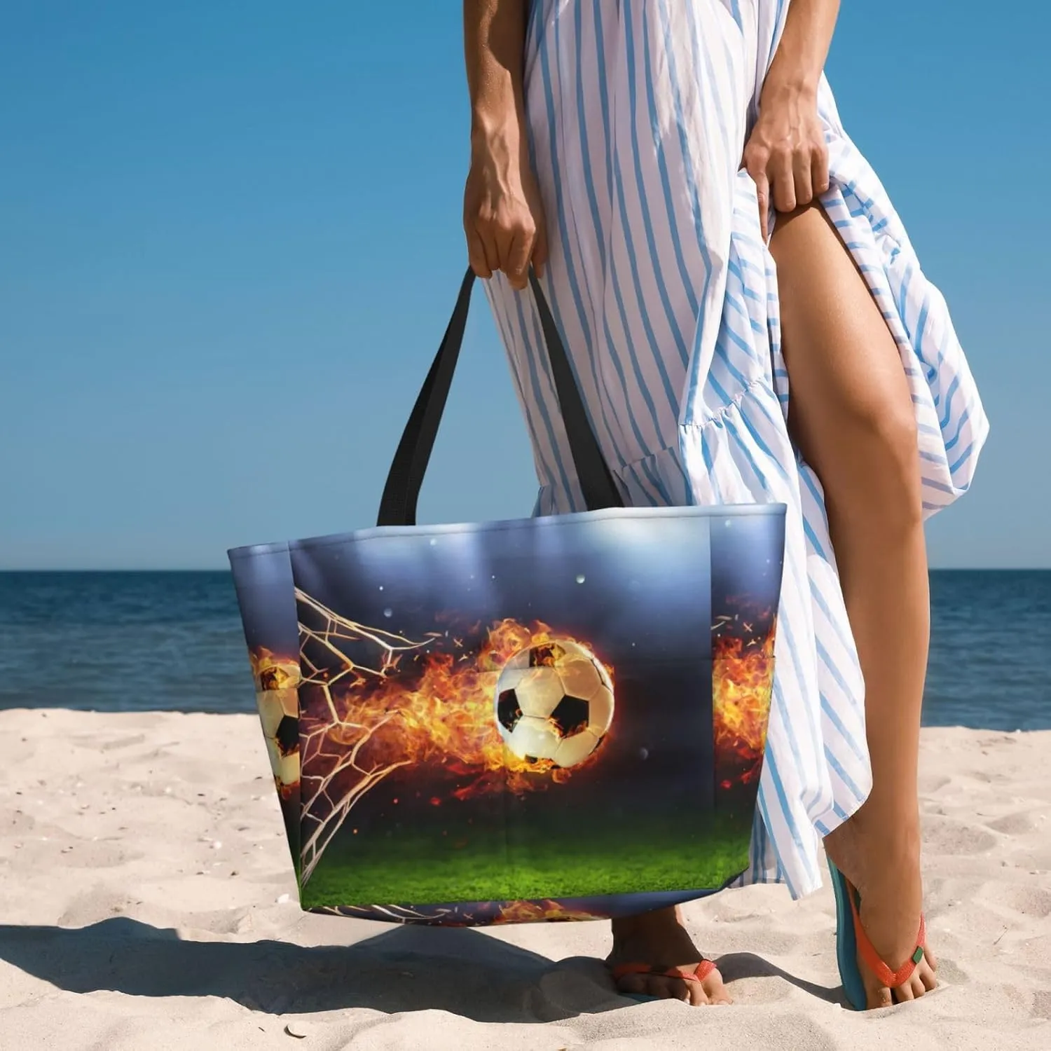 Women's Beach Travel Bags Large Waterproof Tote Bag with Pockets Sandproof Handbag for Beach Gym Vacation