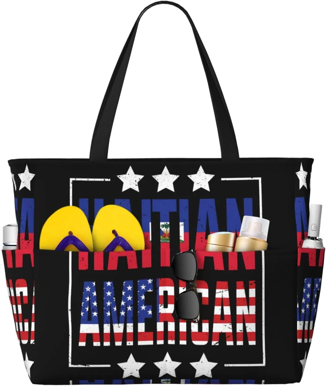 Women's Beach Travel Bags Large Waterproof Tote Bag with Pockets Sandproof Handbag for Beach Gym Vacation