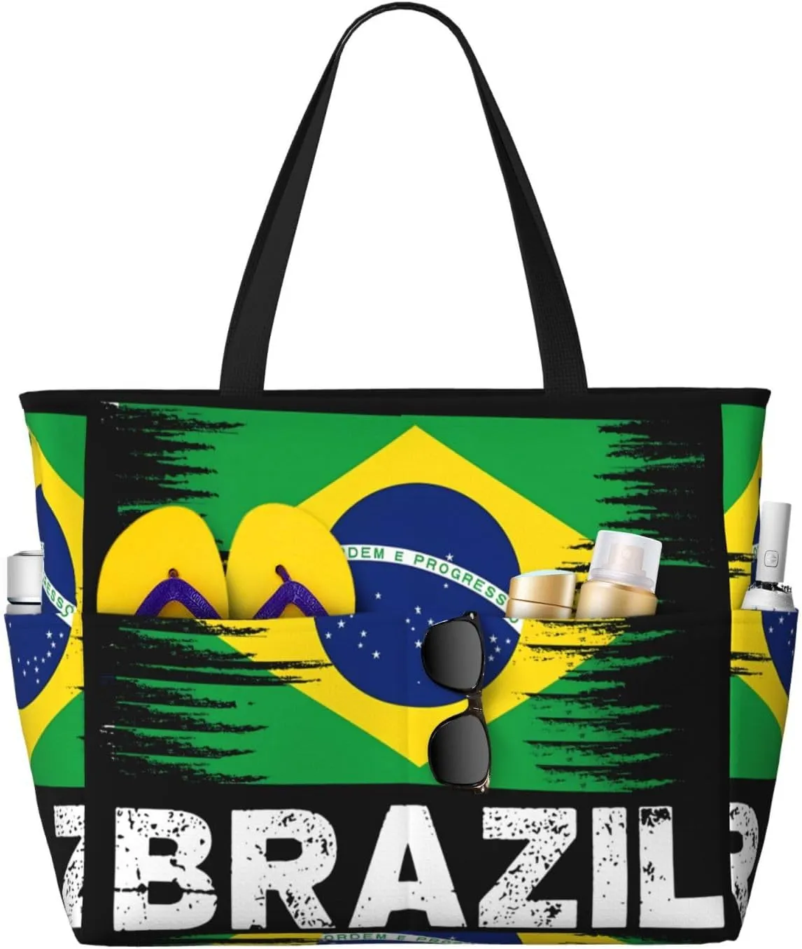 Women's Beach Travel Bags Large Waterproof Tote Bag with Pockets Sandproof Handbag for Beach Gym Vacation