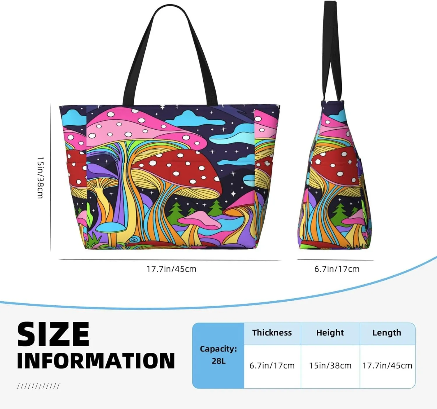 Women's Beach Travel Bags Large Waterproof Tote Bag with Pockets Sandproof Handbag for Beach Gym Vacation