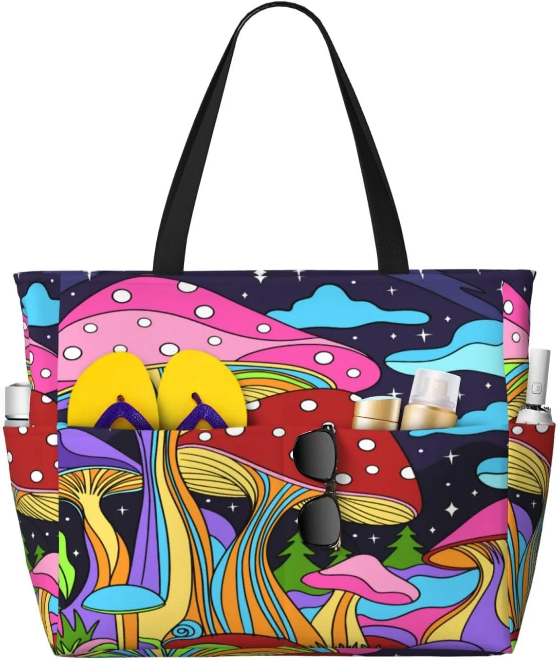 Women's Beach Travel Bags Large Waterproof Tote Bag with Pockets Sandproof Handbag for Beach Gym Vacation