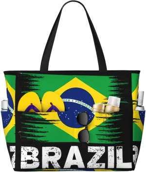 Women's Beach Travel Bags Large Waterproof Tote Bag with Pockets Sandproof Handbag for Beach Gym Vacation