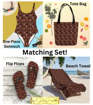 Women's Brown & Beige Star Swimsuit Bundle