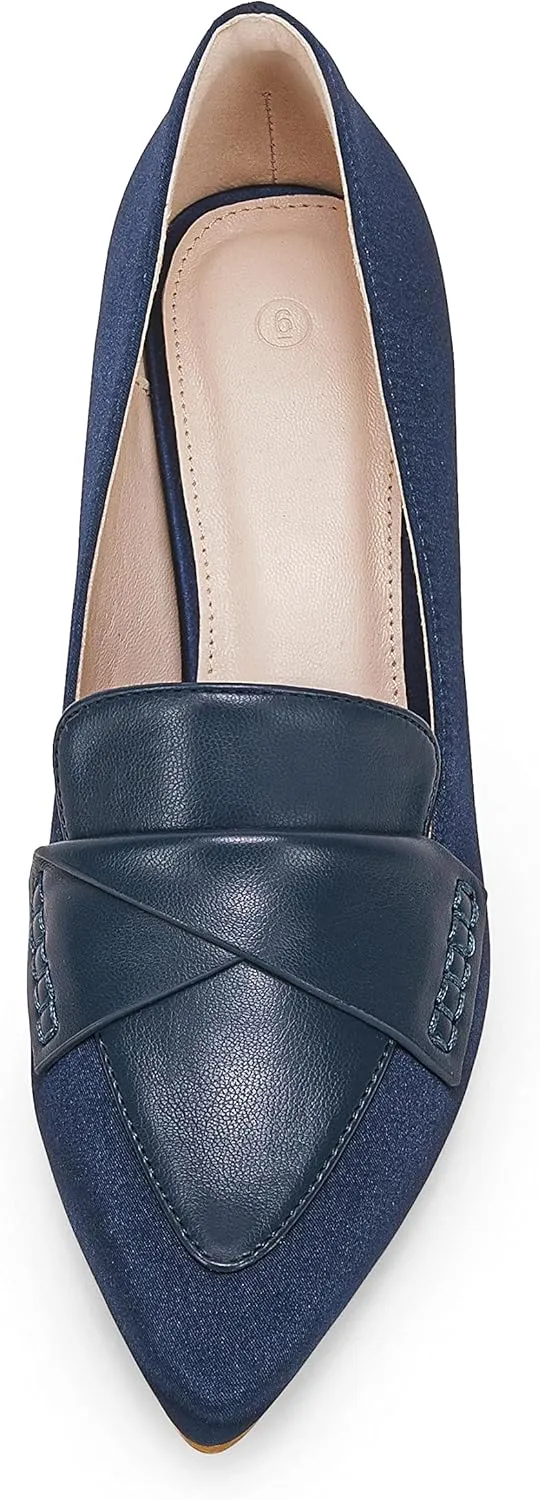 Women's Chunky Block Low Heels Pumps Stitching Retro Work Office Dress Shoes