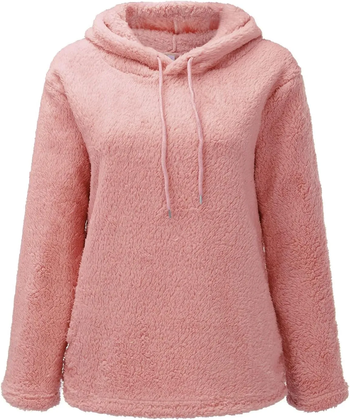 Womens Fuzzy Fleece Sweatshirts Long Sleeve Fluffy Soft Fleece Jackets Sweaters Sweatshirts Hoodies Outwear Coat Warm