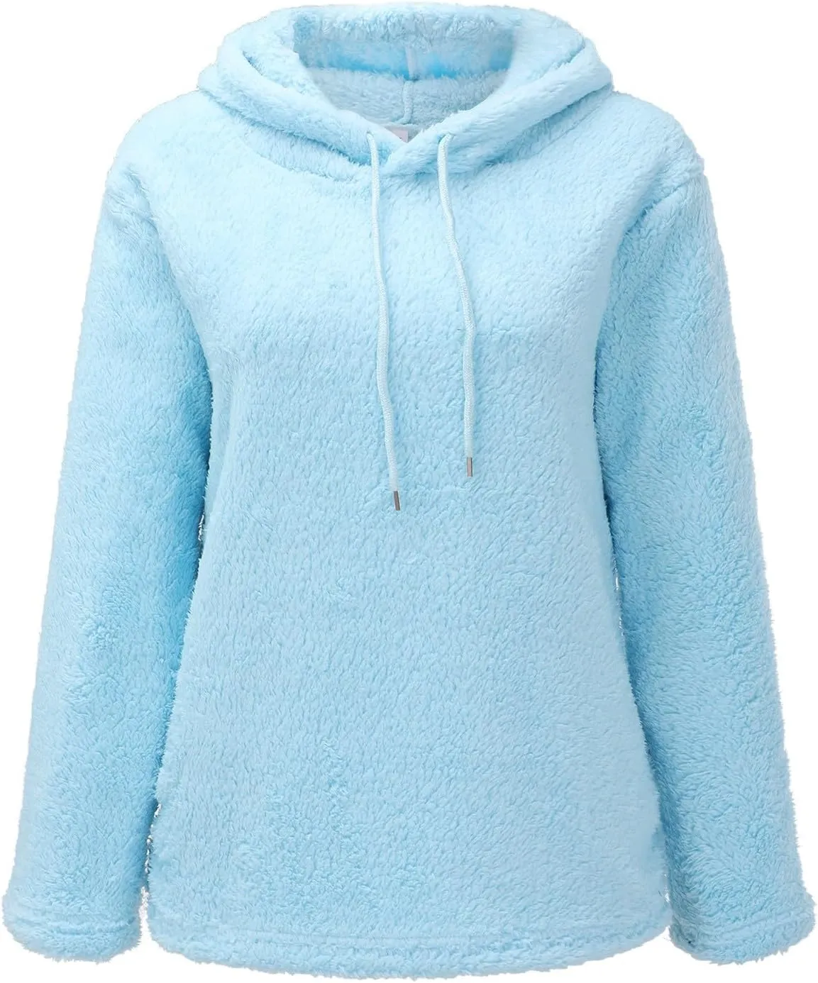 Womens Fuzzy Fleece Sweatshirts Long Sleeve Fluffy Soft Fleece Jackets Sweaters Sweatshirts Hoodies Outwear Coat Warm