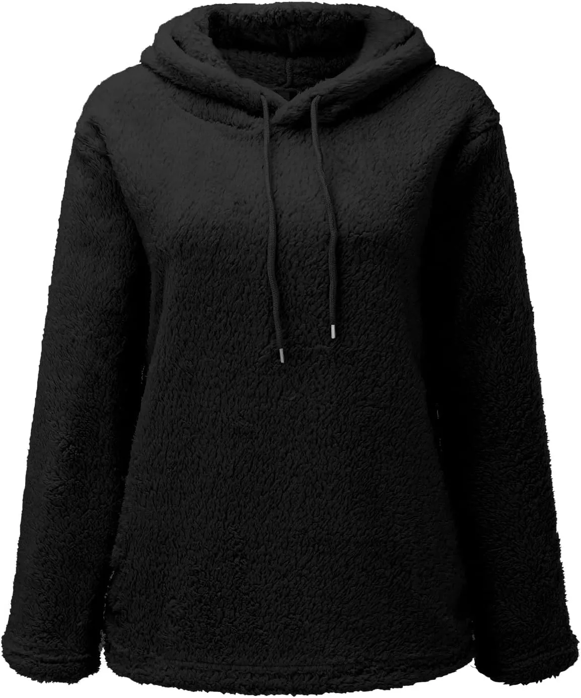 Womens Fuzzy Fleece Sweatshirts Long Sleeve Fluffy Soft Fleece Jackets Sweaters Sweatshirts Hoodies Outwear Coat Warm