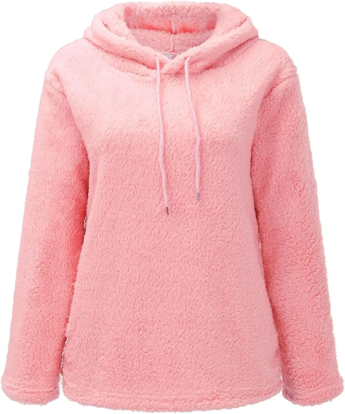 Womens Fuzzy Fleece Sweatshirts Long Sleeve Fluffy Soft Fleece Jackets Sweaters Sweatshirts Hoodies Outwear Coat Warm