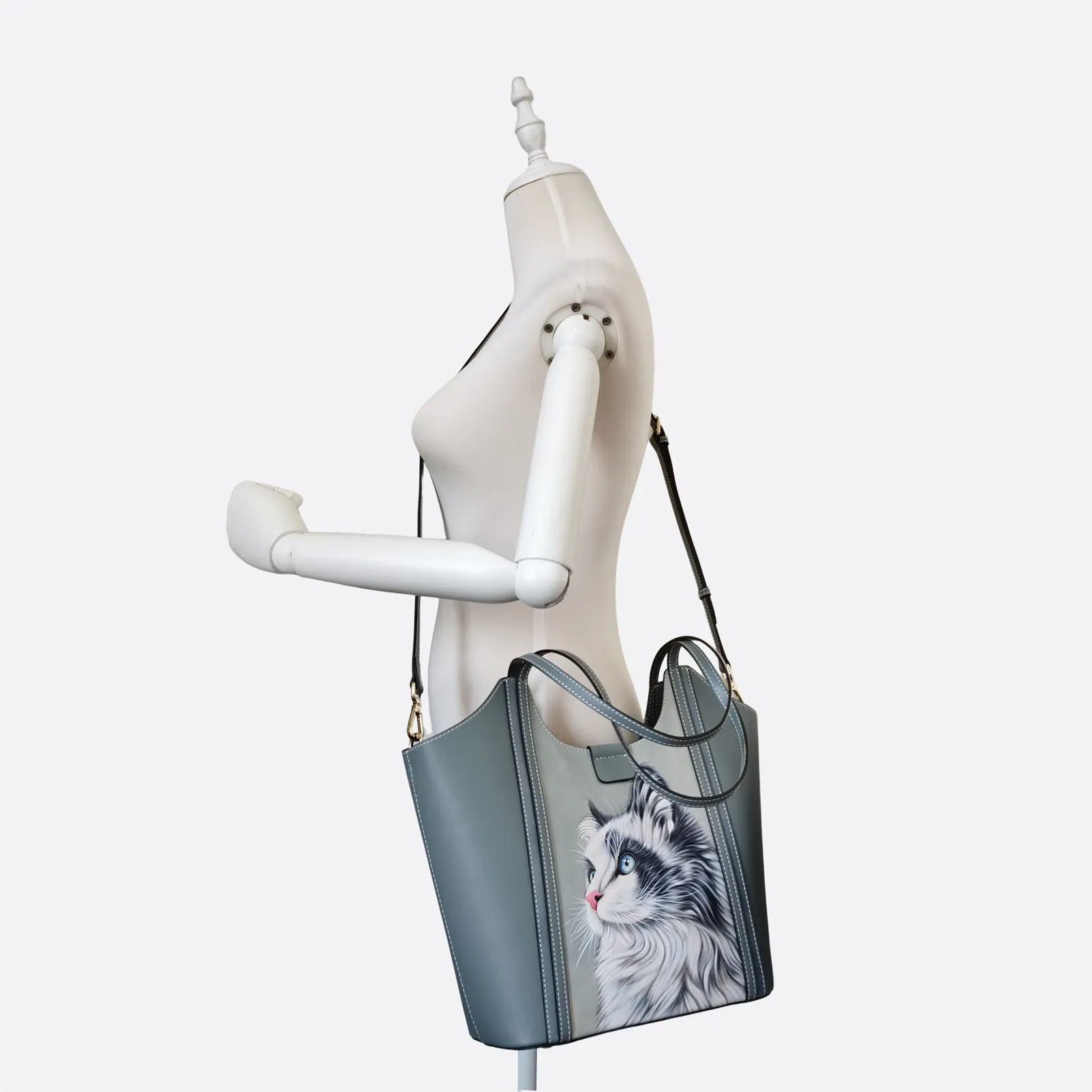 Women's genuine cowhide leather engraved handbag Shopping tote design