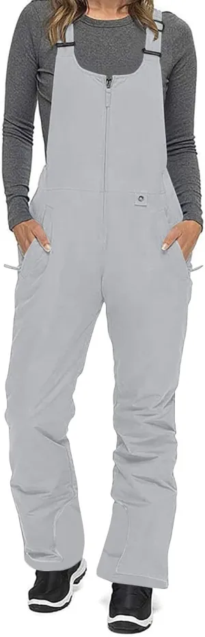 Women's Insulated Waterproof Ski Bib Overalls Snowboarding Pants Overalls Adjustable Shoulder Strap Jumpsuits