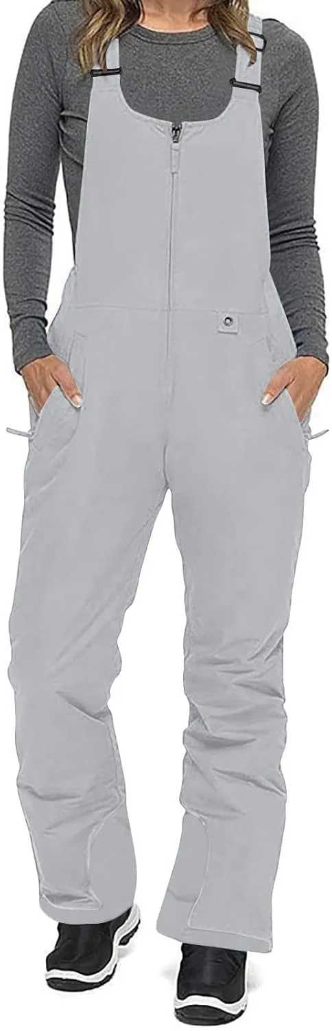Women's Insulated Waterproof Ski Bib Overalls Snowboarding Pants Overalls Adjustable Shoulder Strap Jumpsuits