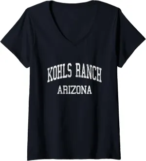Womens Kohls Ranch Arizona AZ Vintage Athletic Sports Design V-Neck T-Shirt
