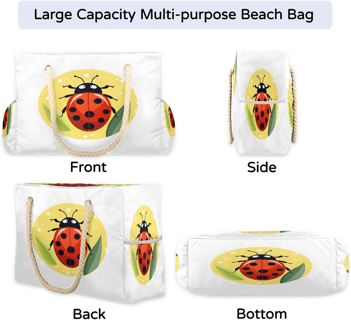 Women's Large Beach Bag Waterproof and Sand-proof Canvas Tote