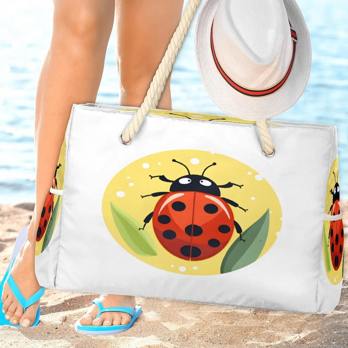 Women's Large Beach Bag Waterproof and Sand-proof Canvas Tote