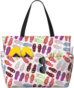Women's Large Beach Bag Waterproof Travel Tote Bag with Pocket Sandproof Foldable Weekender Bags for Pool Vacation