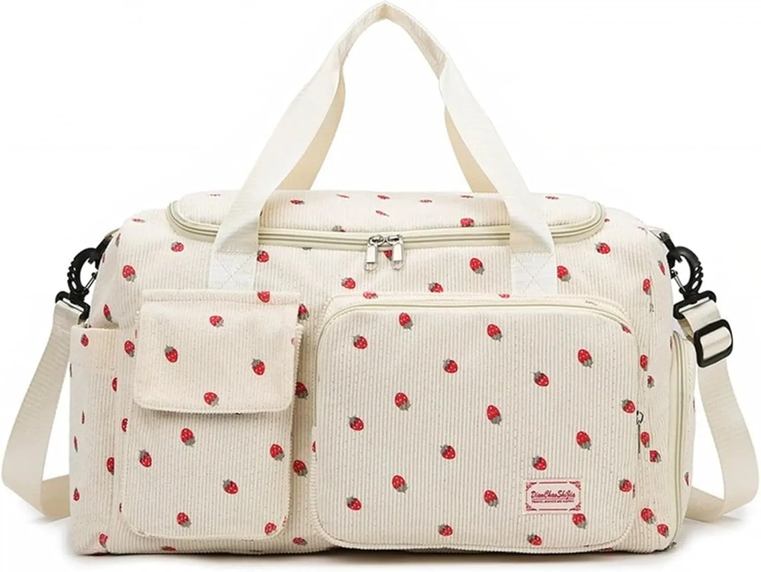 Women's Lightweight Gym Travel Duffle Bag with Shoe Compartment, Carry-On Weekender Overnight Bag for Fitness, Work, Weekend Trips (Beige)