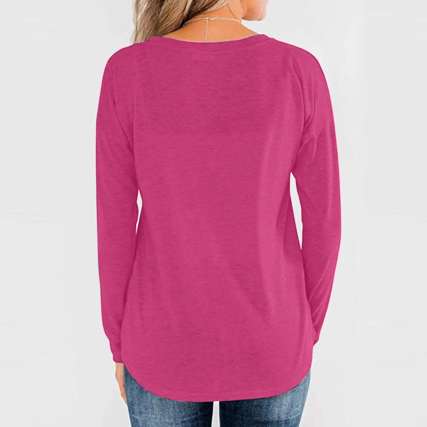 Womens Long Sleeve Tops Dressy Casual Fall Solid Button Down Shirt Loose Fit Work Pullover Blouse Ladies Clothes 2024