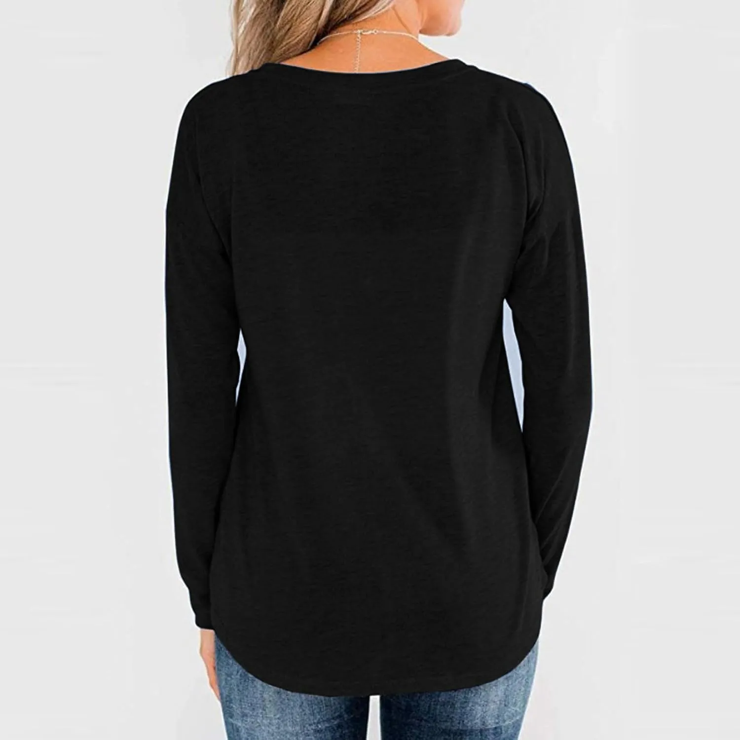 Womens Long Sleeve Tops Dressy Casual Fall Solid Button Down Shirt Loose Fit Work Pullover Blouse Ladies Clothes 2024