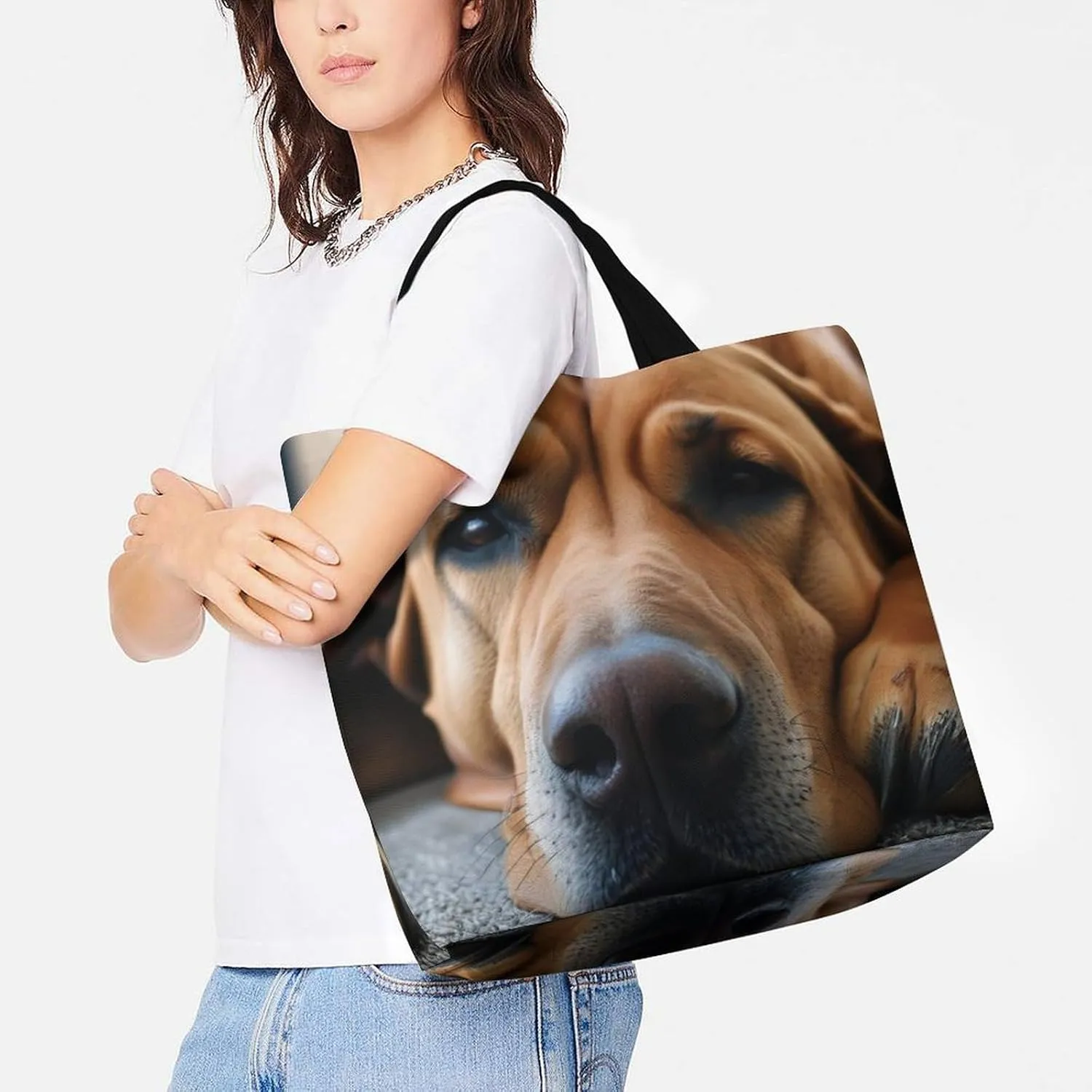 Women's Reusable Grocery Shopping Bag, Portable Shoulder Bag Casual Large Tote Bags