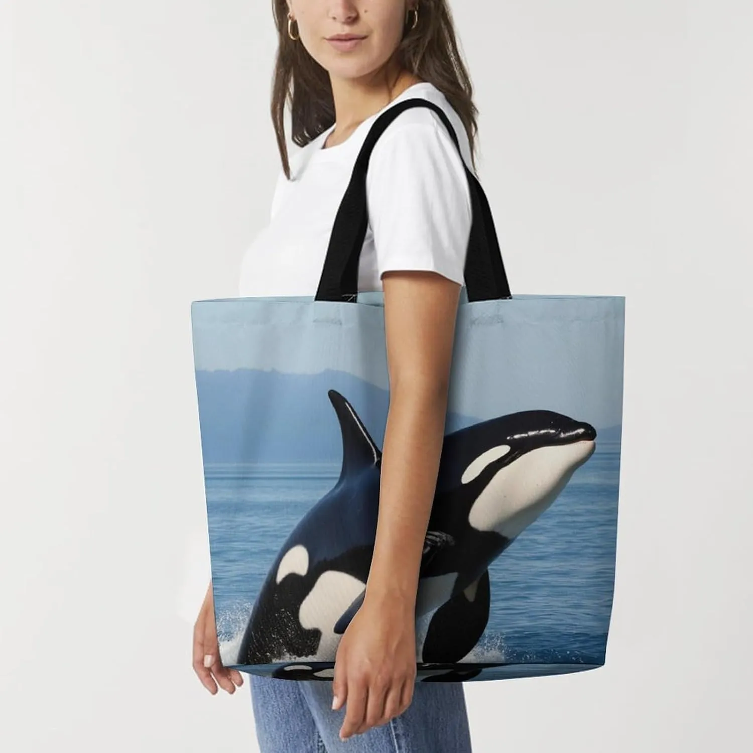 Women's Reusable Tote Bag, Portable Shoulder Handbags Large Capacity Casual Shopping Bags