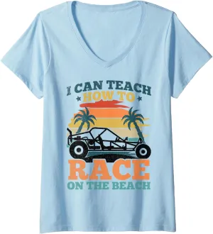 Womens Sand Rail Beach Racing Car Design for a Sand Rail Lover V-Neck T-Shirt
