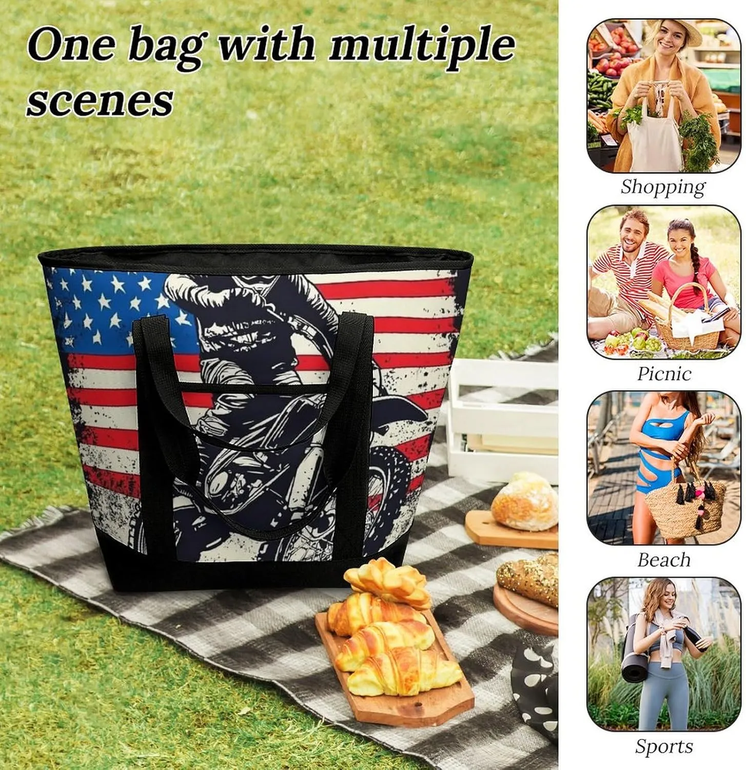 Women's Spacious Thermal Shoulder Bag Stylish Insulated Shopping Tote