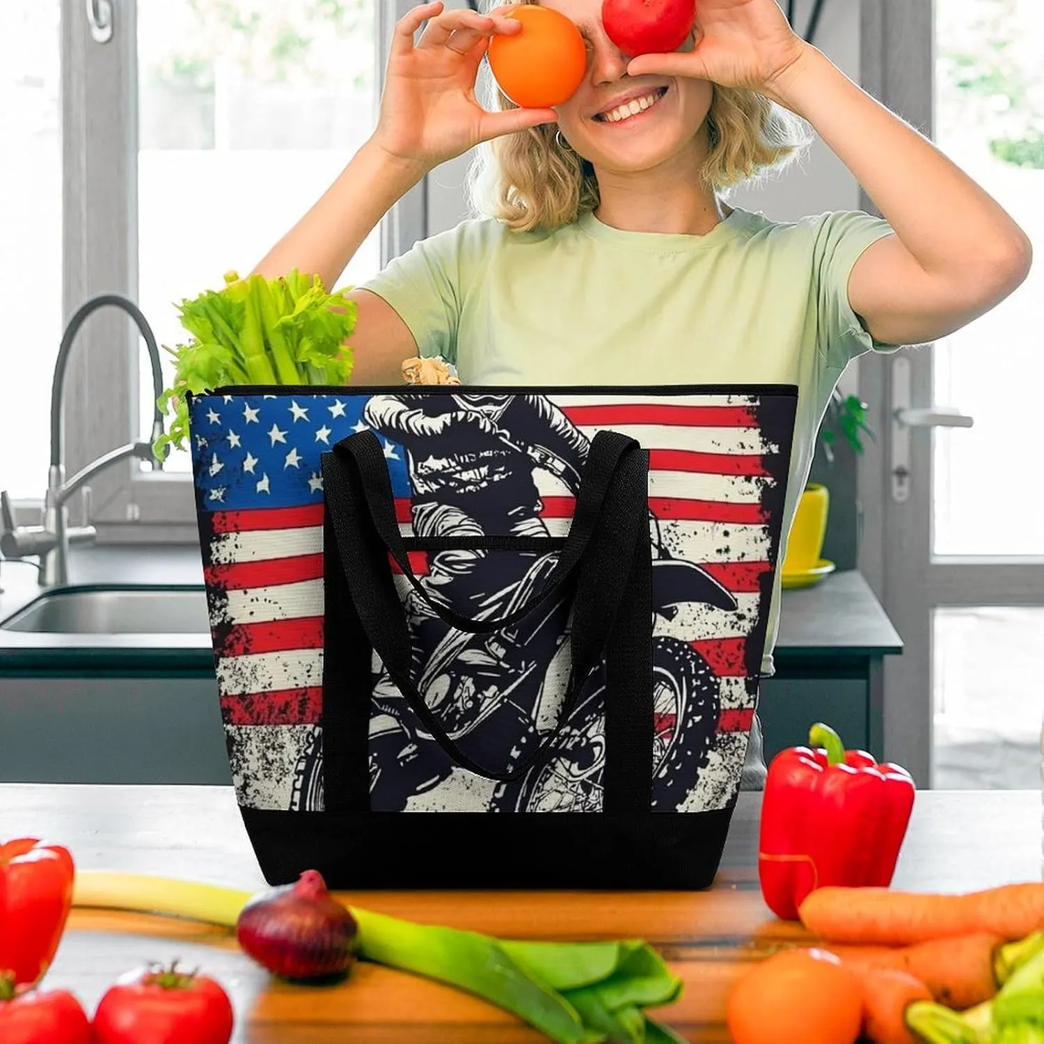 Women's Spacious Thermal Shoulder Bag Stylish Insulated Shopping Tote