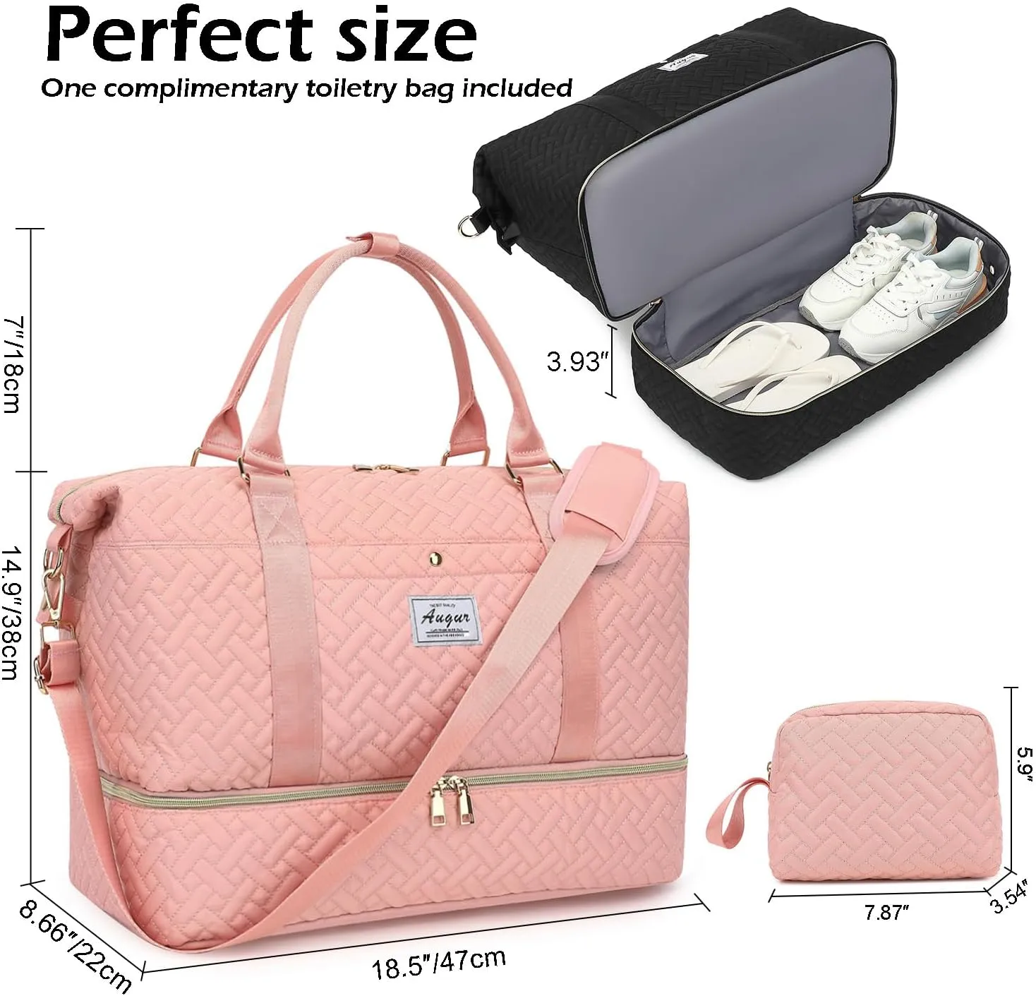 Women's Travel Duffel - Weekender & Overnight Bag with Shoe Compartment & Wet Pocket