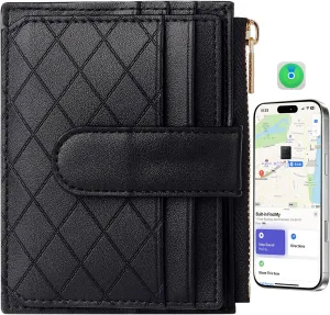 Women's Wallet Built-in Anti-Loss Tracker, RFID Blocking Small Compact Card Holder Wallet for Women Luxury Soft PU Leather Bifold Pocket Wallet Ladies Mini Purse with Zipper Coin Pocket   ID Window