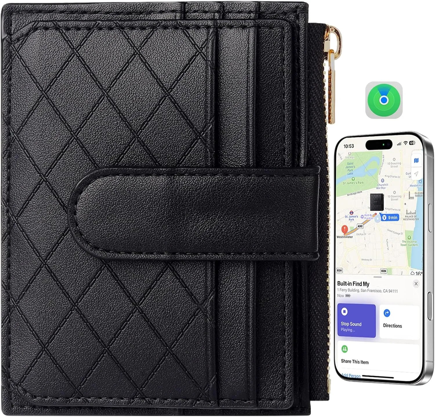 Women's Wallet Built-in Anti-Loss Tracker, RFID Blocking Small Compact Card Holder Wallet for Women Luxury Soft PU Leather Bifold Pocket Wallet Ladies Mini Purse with Zipper Coin Pocket   ID Window