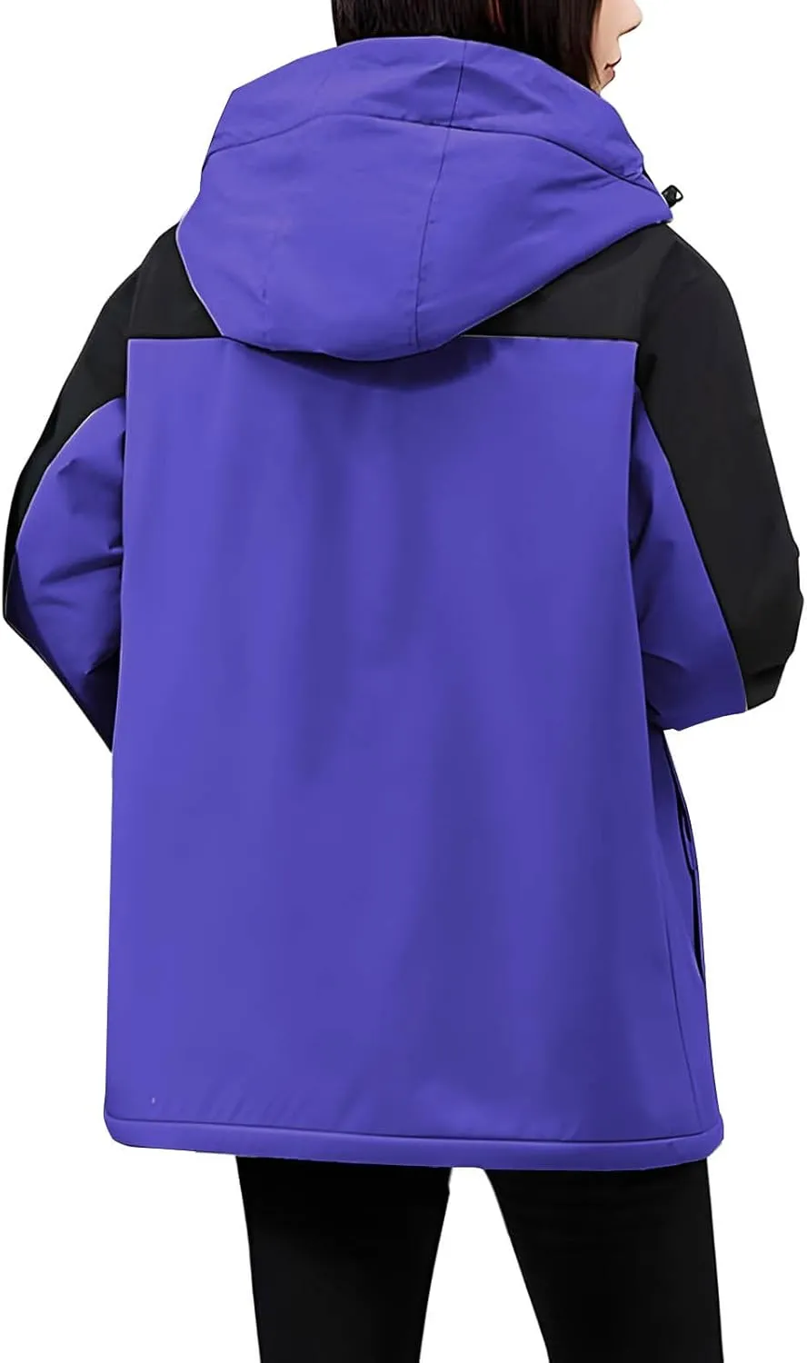 Women's Waterproof Ski Jackets Warm Long Sleeve Zip Pocket Hooded Jacket Windproof Hiking Jacket for Women Winter