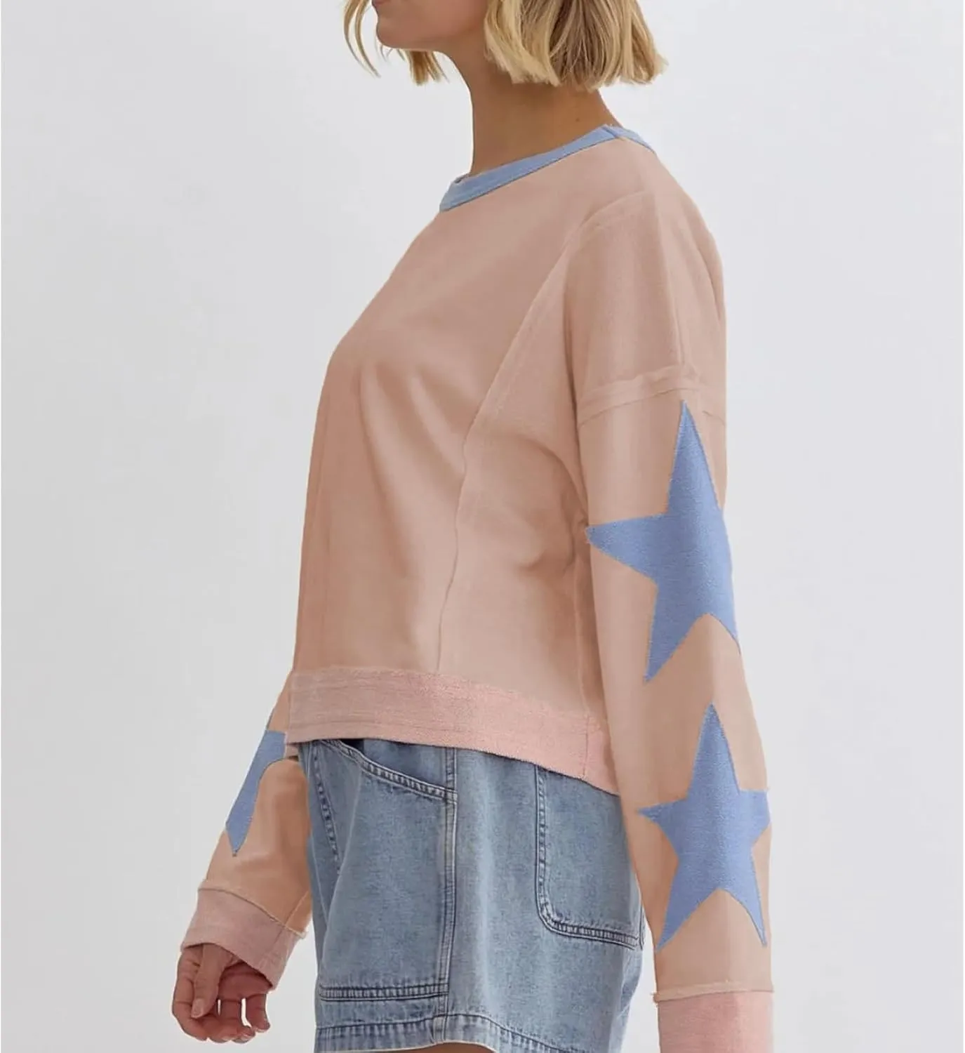 Womens Y2k Vintage Star Graphic Sweatshirts Aesthetic Harajuku Crew Neck Stripe Hoodies Top Teens Girl Streetwear