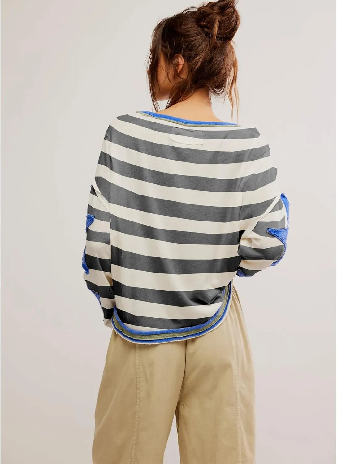 Womens Y2k Vintage Star Graphic Sweatshirts Aesthetic Harajuku Crew Neck Stripe Hoodies Top Teens Girl Streetwear