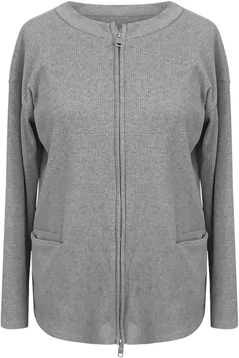 Women's Zip up Cardigan Sweaters 2024 Winter Fashion Warm Sweater with Pockets Casual Cozy Long Sleeve Outwear Coats