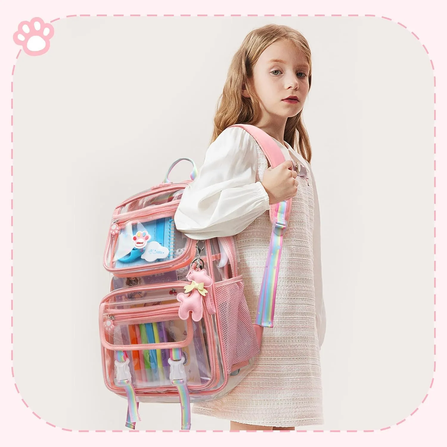 Wonder Comfort Clear Backpack Stadium Approved Heavy Duty Large Transparent Bag with Anti-Theft Pocket for School, Work, and Events
