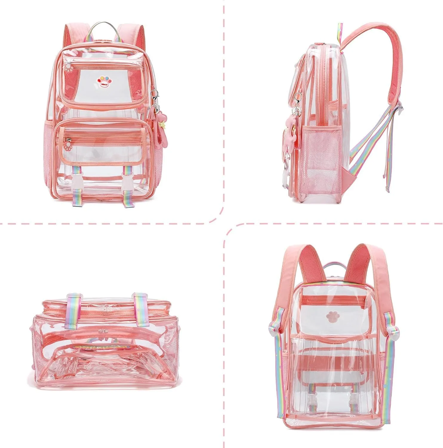 Wonder Comfort Clear Backpack Stadium Approved Heavy Duty Large Transparent Bag with Anti-Theft Pocket for School, Work, and Events