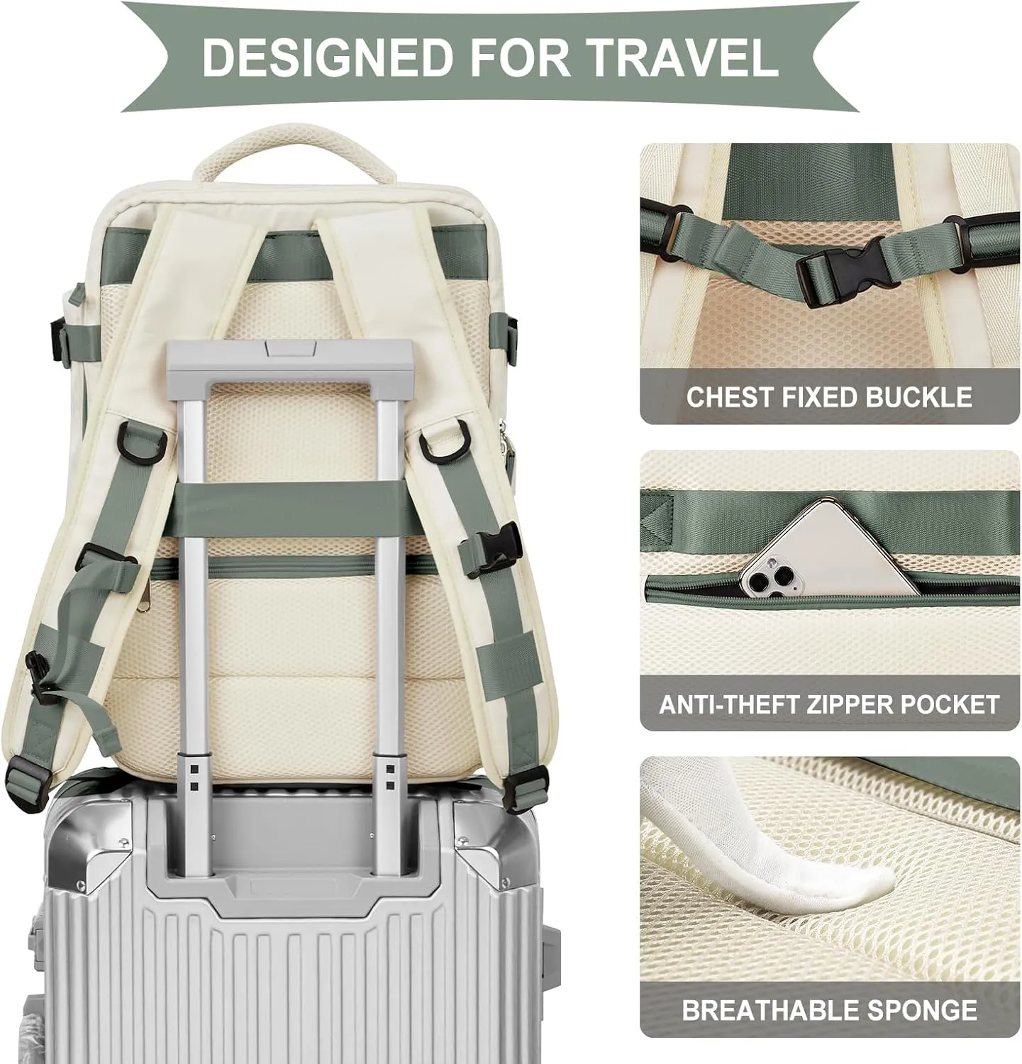 WONHOX Large Travel Backpack Carry on Flight Approved Laptop Work Business Backpack for Women Men Mochila de Viaje