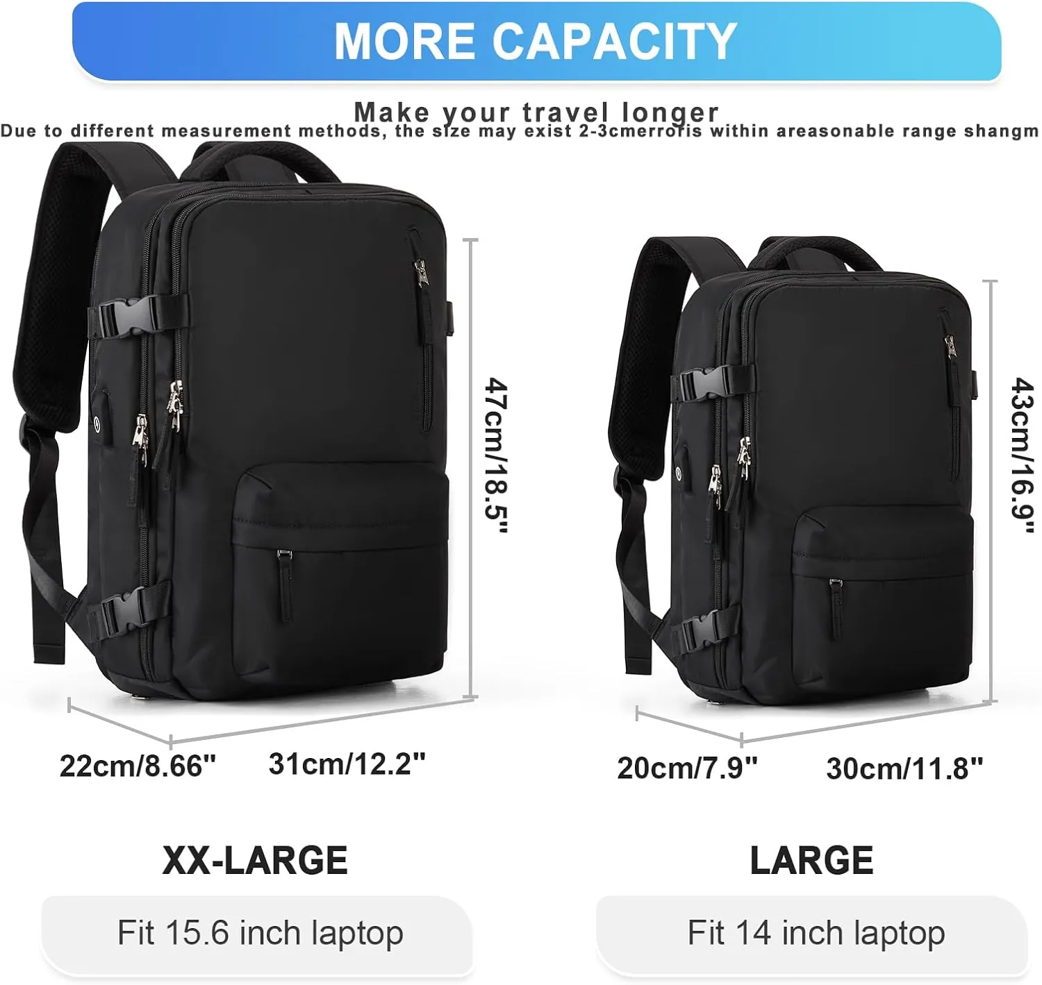 WONHOX Large Travel Backpack Carry on Flight Approved Laptop Work Business Backpack for Women Men Mochila de Viaje