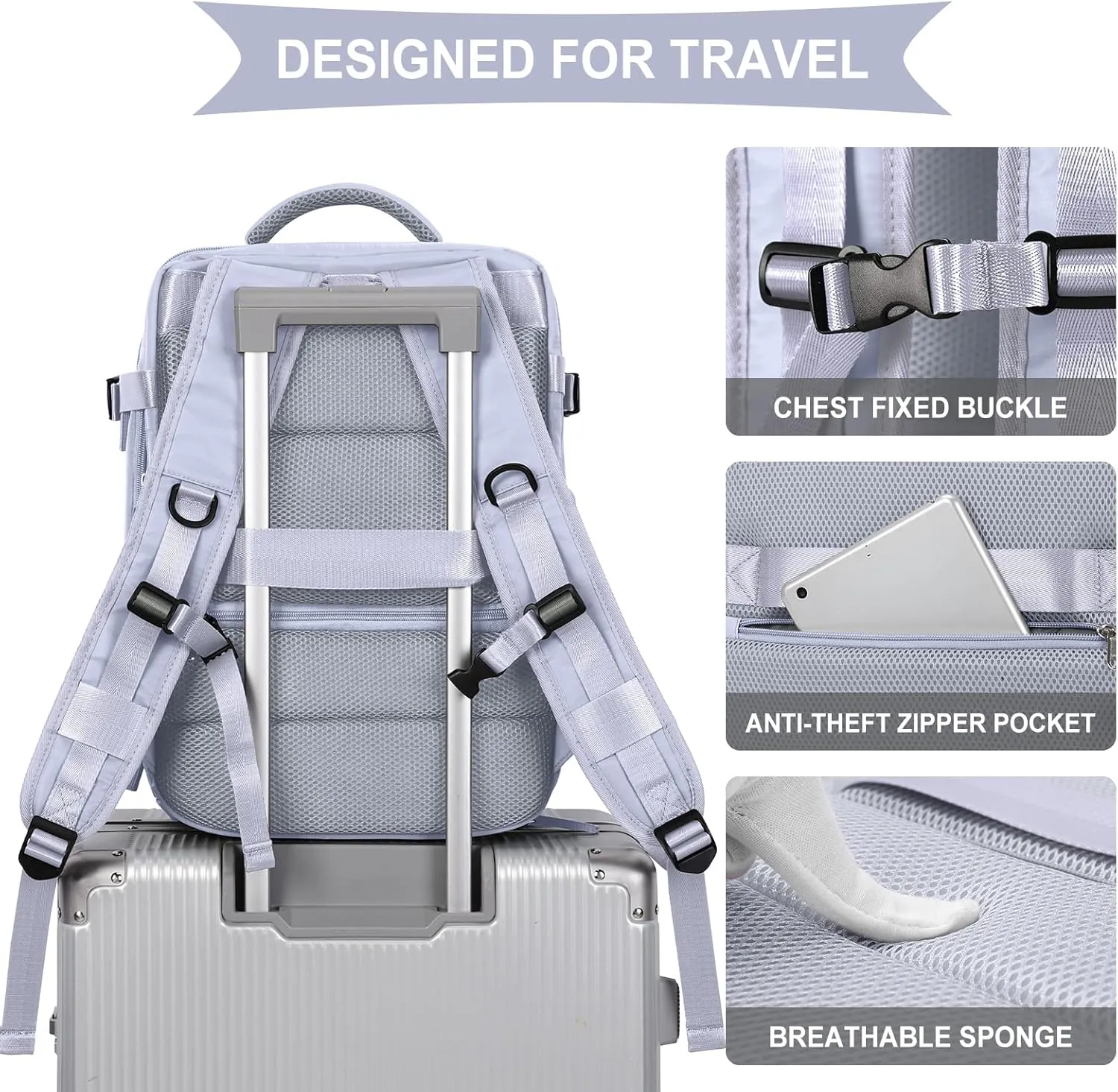 WONHOX Large Travel Backpack Carry on Flight Approved Laptop Work Business Backpack for Women Men Mochila de Viaje