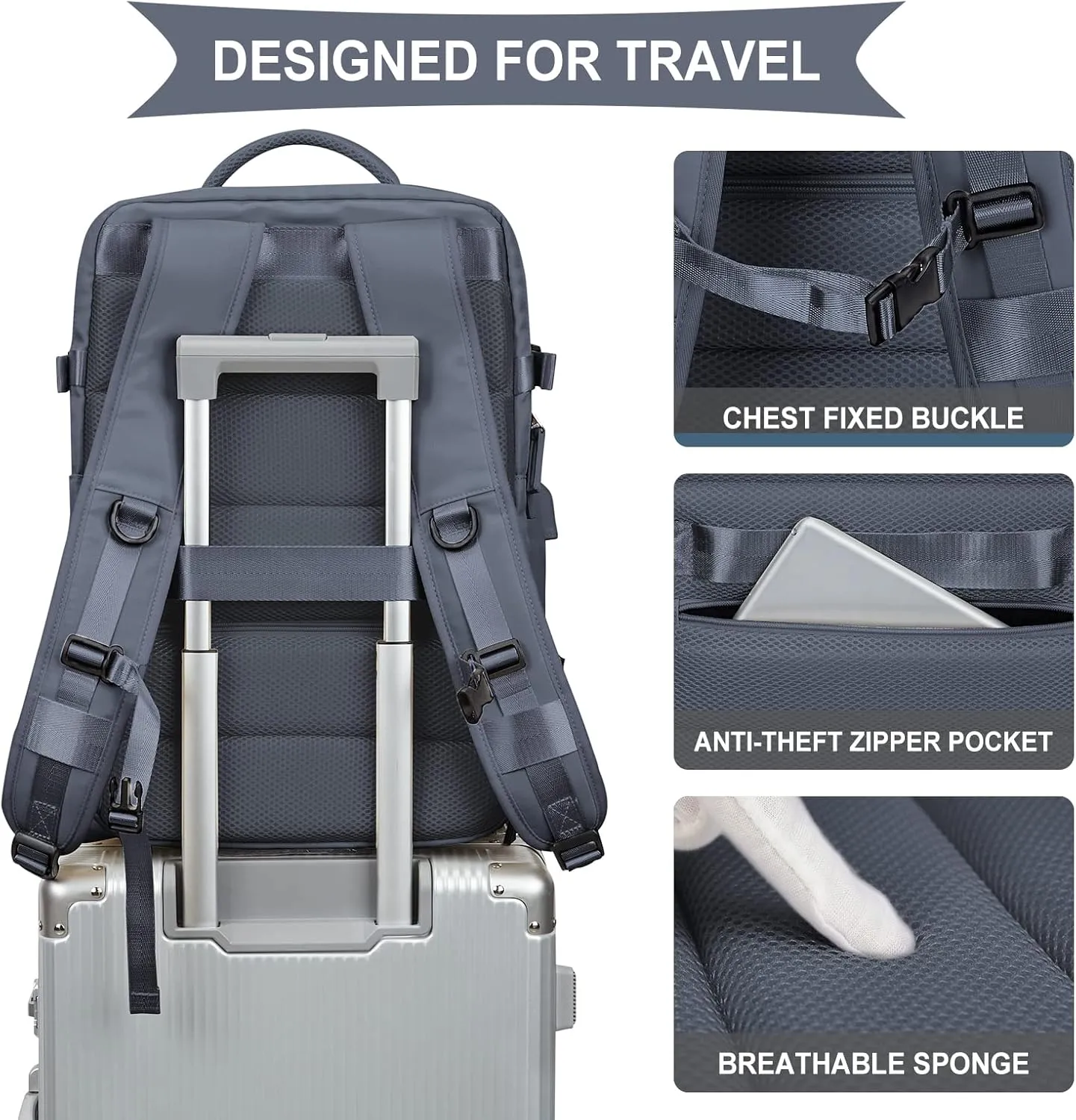 WONHOX Large Travel Backpack Carry on Flight Approved Laptop Work Business Backpack for Women Men Mochila de Viaje