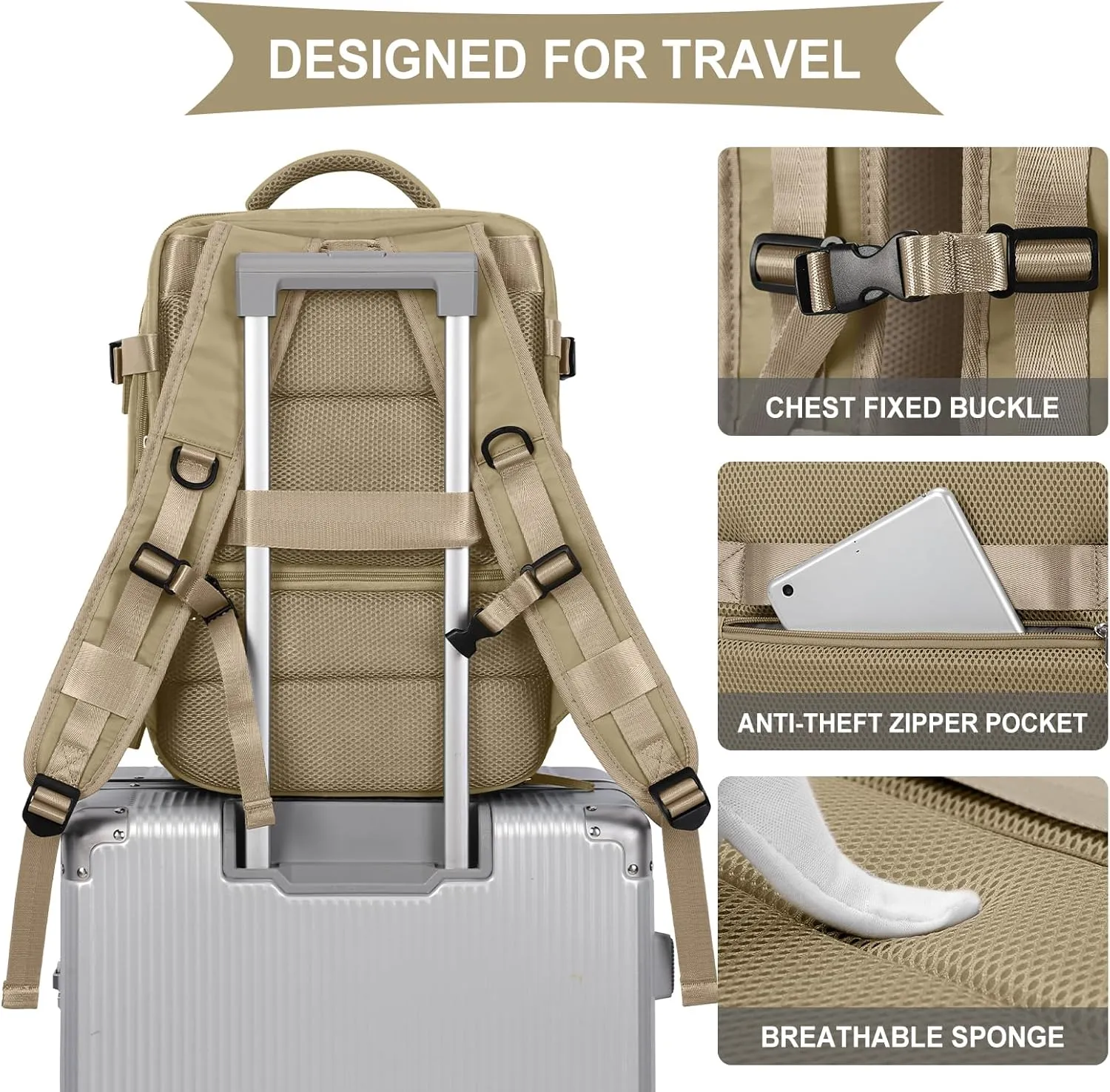WONHOX Large Travel Backpack Carry on Flight Approved Laptop Work Business Backpack for Women Men Mochila de Viaje