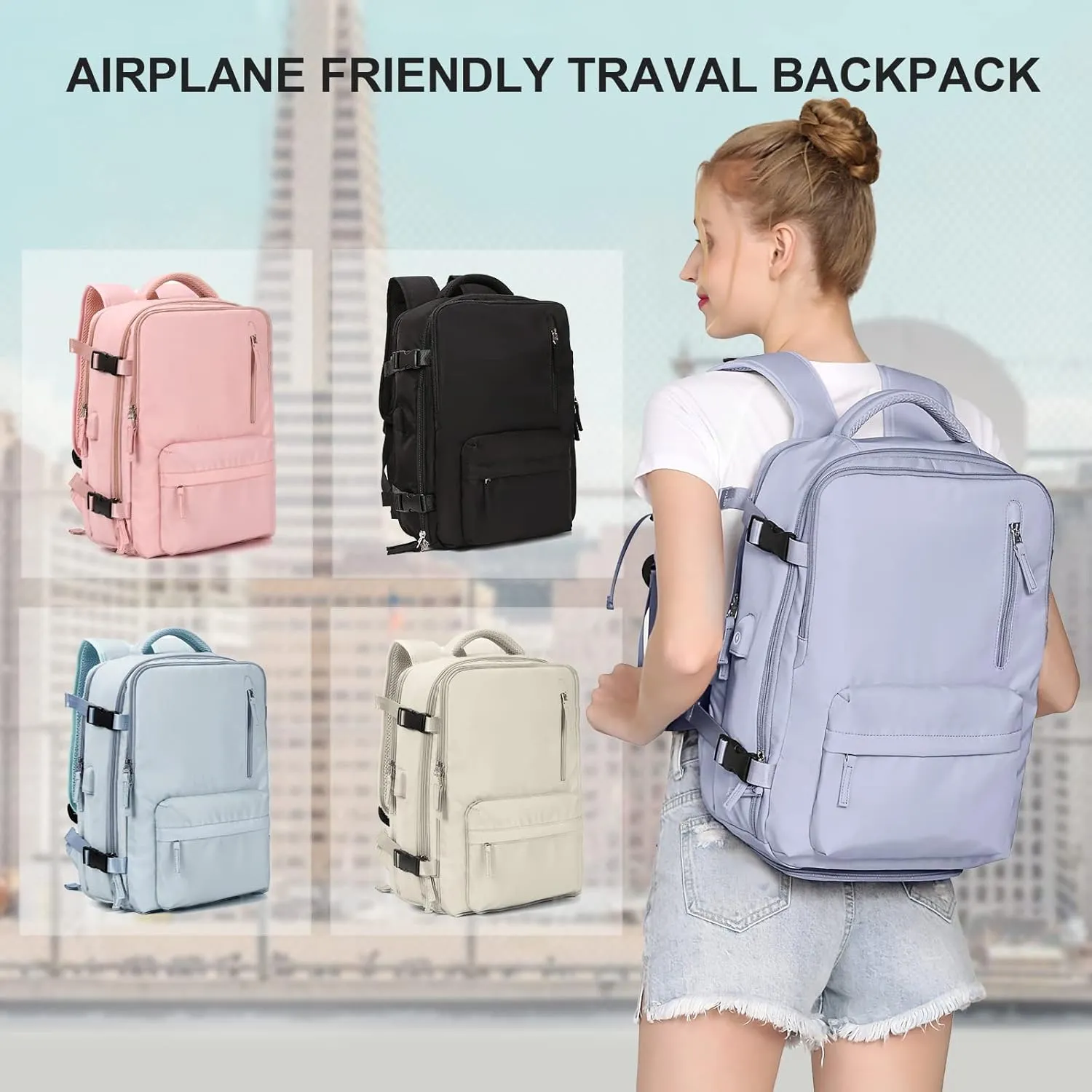 WONHOX Large Travel Backpack Carry on Flight Approved Laptop Work Business Backpack for Women Men Mochila de Viaje
