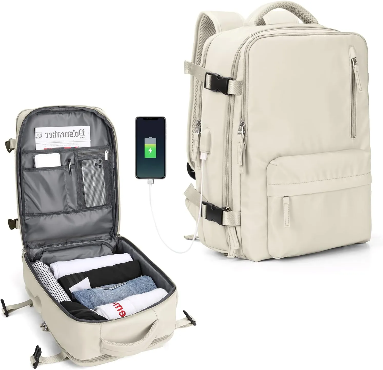 WONHOX Large Travel Backpack Carry on Flight Approved Laptop Work Business Backpack for Women Men Mochila de Viaje
