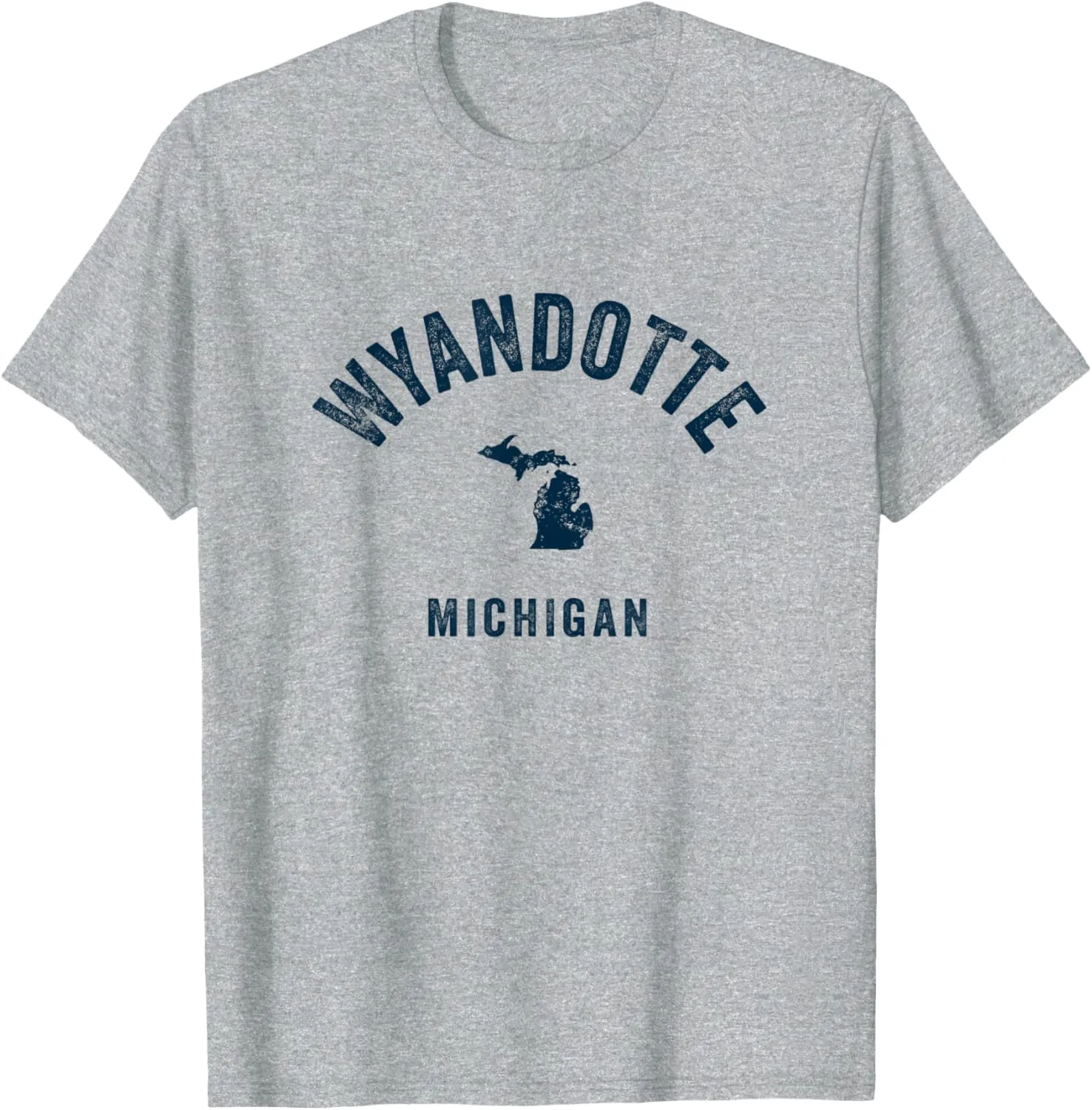 Wyandotte Michigan MI Vintage 70s Sports Design Navy Print T-Shirt