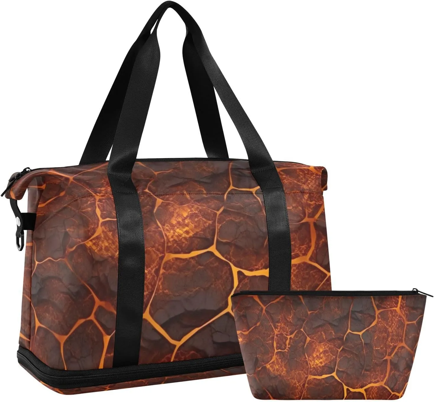 xigua Gym Bag Lava Textures Travel Duffel Bag - Sports Gym Bag with Dry Wet Pocket Cosmetic bag & Shoes Compartment for Women and Men